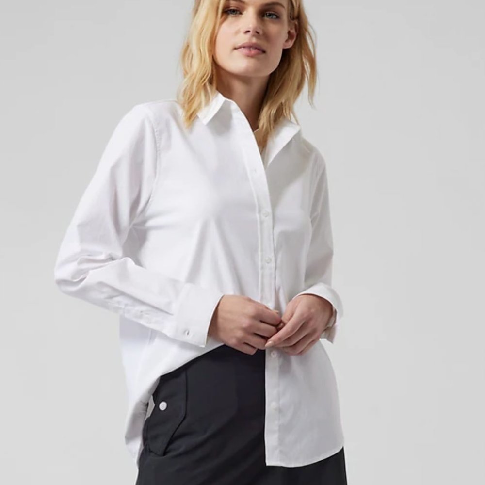 athleta white button-up shirt sz xs